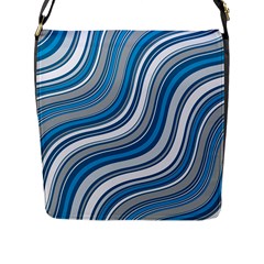 Blue Wave Surges On Flap Closure Messenger Bag (l) by WensdaiAmbrose