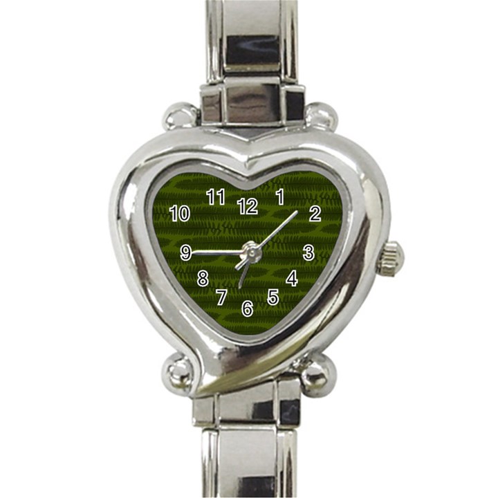 Seaweed Green Heart Italian Charm Watch