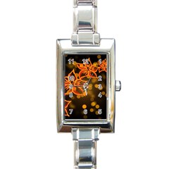 Flowers Background Bokeh Leaf Rectangle Italian Charm Watch by Mariart