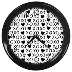 Xo Valentines Day Pattern Wall Clock (black) by Valentinaart