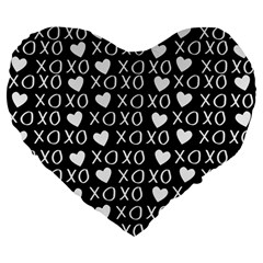 Xo Valentines Day Pattern Large 19  Premium Flano Heart Shape Cushions by Valentinaart