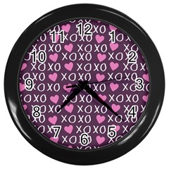 Xo Valentines Day Pattern Wall Clock (black) by Valentinaart