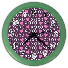 Xo Valentines Day Pattern Color Wall Clock by Valentinaart