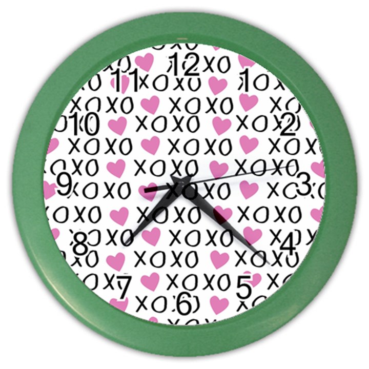 XO Valentines day pattern Color Wall Clock