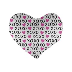 Xo Valentines Day Pattern Standard 16  Premium Flano Heart Shape Cushions by Valentinaart