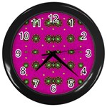 Stars In Fern And Love Ornate Wall Clock (Black) Front