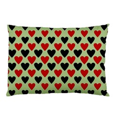 Red & Black Hearts - Olive Pillow Case (two Sides) by WensdaiAmbrose