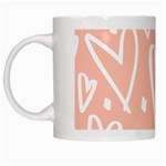 coral pattren with white hearts White Mugs Left