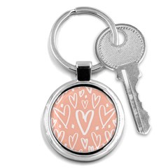 Coral Pattren With White Hearts Key Chains (round)  by alllovelyideas