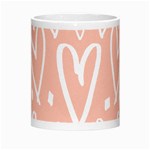 coral pattren with white hearts Morph Mugs Center