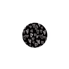 White Hearts - Black Background 1  Mini Buttons by alllovelyideas