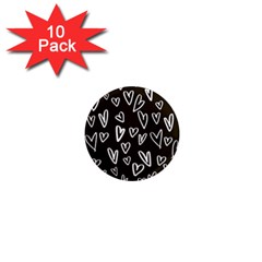 White Hearts - Black Background 1  Mini Magnet (10 Pack)  by alllovelyideas