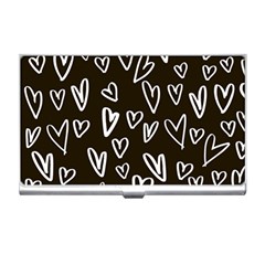 White Hearts - Black Background Business Card Holder by alllovelyideas