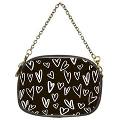 White Hearts - Black Background Chain Purse (one Side) by alllovelyideas