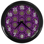 Ornate Heavy Metal Stars In Decorative Bloom Wall Clock (Black) Front