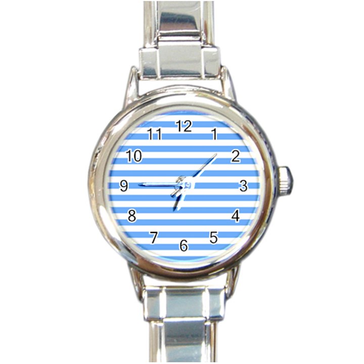 Blue Stripes Round Italian Charm Watch