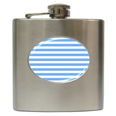 Blue Stripes Hip Flask (6 Oz) by snowwhitegirl