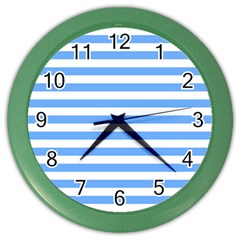 Blue Stripes Color Wall Clock by snowwhitegirl