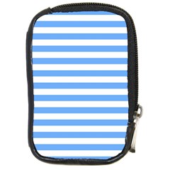 Blue Stripes Compact Camera Leather Case by snowwhitegirl