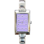 Lilac Purple Stripes Rectangle Italian Charm Watch Front