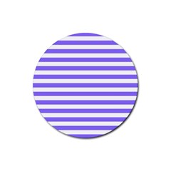 Lilac Purple Stripes Rubber Round Coaster (4 Pack)  by snowwhitegirl