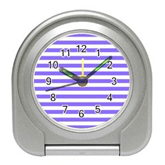 Lilac Purple Stripes Travel Alarm Clock by snowwhitegirl