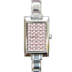 Nerdy Glasses Pink Rectangle Italian Charm Watch by snowwhitegirl