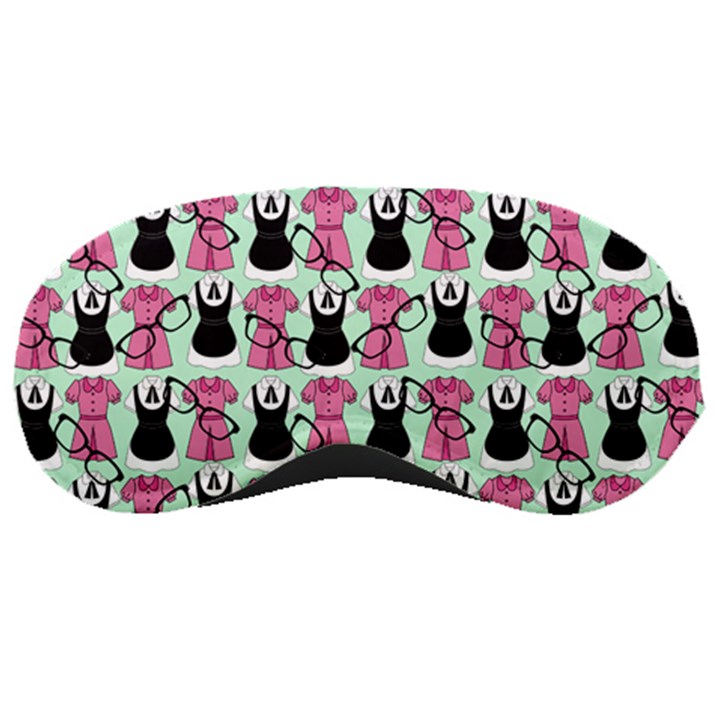 Waitress Uniform Dresses Nerdy Glasses Pattern Green Sleeping Masks