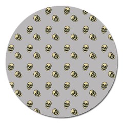 Skull Grey Pattern Magnet 5  (round) by snowwhitegirl