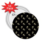 Skull Black Pattern 2.25  Buttons (10 pack)  Front