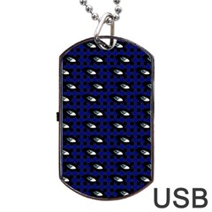 Eyes Blue Plaid Dog Tag Usb Flash (two Sides) by snowwhitegirl