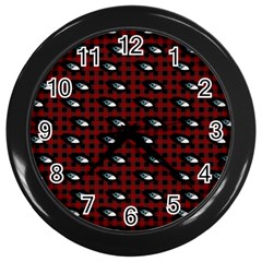 Eyes Red Plaid Wall Clock (black) by snowwhitegirl