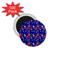 Halloween Treats Pattern Blue 1 75  Magnets (100 Pack)  by snowwhitegirl