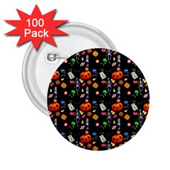 Halloween Treats Pattern Black 2 25  Buttons (100 Pack)  by snowwhitegirl