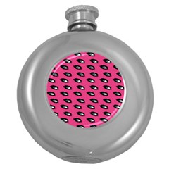 Eyes Dark Pink Round Hip Flask (5 Oz) by snowwhitegirl