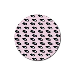 Eyes Pink Rubber Coaster (round)  by snowwhitegirl