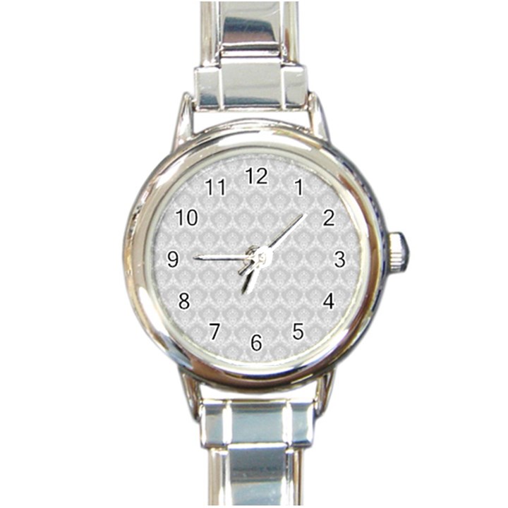 Damask Grey Round Italian Charm Watch