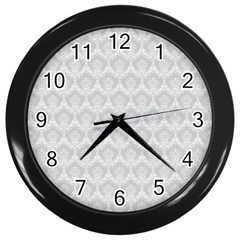 Damask Grey Wall Clock (black) by snowwhitegirl