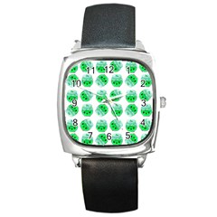 Kawaii Lime Jam Jar Pattern Square Metal Watch by snowwhitegirl