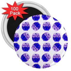 Kawaii Blueberry Jam Jar Pattern 3  Magnets (100 Pack) by snowwhitegirl