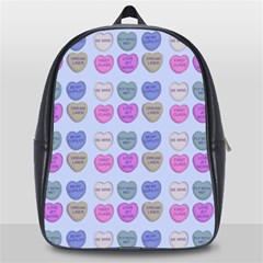 Valentine Hearts Blue School Bag (large) by snowwhitegirl