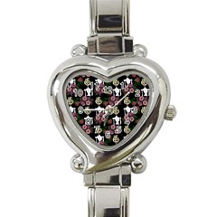 Victorian Girl Black Heart Italian Charm Watch by snowwhitegirl