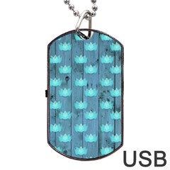 Zen Lotus Wood Wall Blue Dog Tag Usb Flash (one Side) by snowwhitegirl