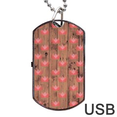 Zen Lotus Wood Wall Dog Tag Usb Flash (two Sides) by snowwhitegirl