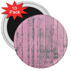 Old Pink Wood Wall 3  Magnets (10 Pack)  by snowwhitegirl