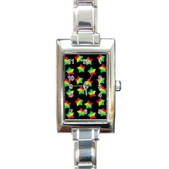 Ombre Glitter Pink Green Star Pat Rectangle Italian Charm Watch by snowwhitegirl