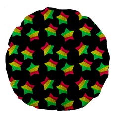 Ombre Glitter Pink Green Star Pat Large 18  Premium Flano Round Cushions by snowwhitegirl