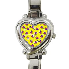 Ombre Glitter  Star Pattern Heart Italian Charm Watch by snowwhitegirl