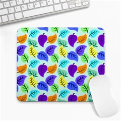 Colorful Leaves Blue Large Mousepads by snowwhitegirl