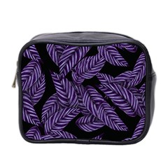 Tropical Leaves Purple Mini Toiletries Bag (two Sides) by snowwhitegirl